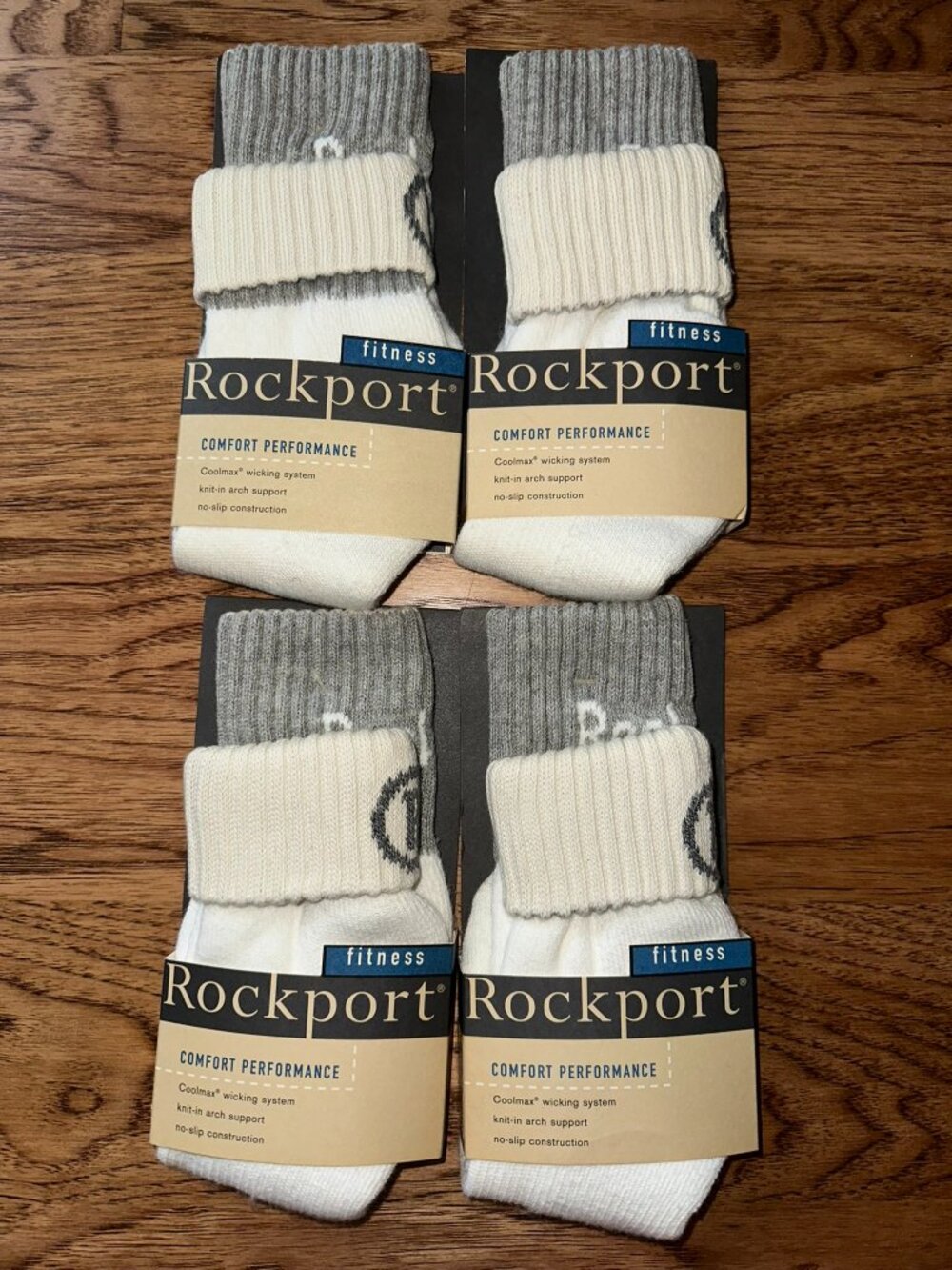NWT Y2K ROCKPORT FITNESS DURASPUN COOLMAX ARCH SUPPORT NO SLIP SOCKS 4-PACK 9-11